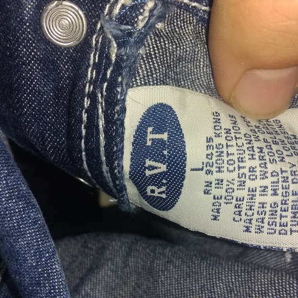 Dark wash rvt revolt overall shorts shortalls sz L - Picture 2 of 5